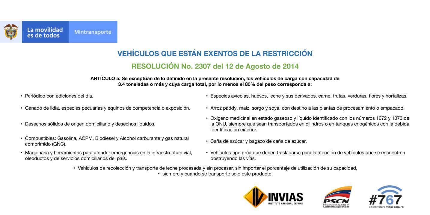 Boletín restricción de carga transportadores héroes del Timón