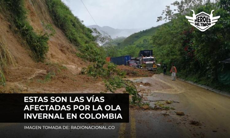 Estas son las vías afectadas por la ola invernal en Colombia